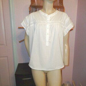 Xirena Louelle Cotton Gauze Top Size XS Eyelet Boxy Lightweight Oversized White